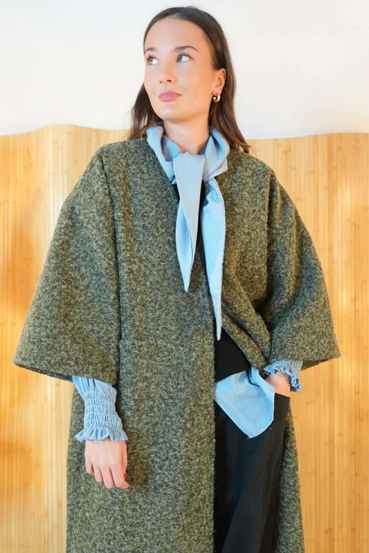 Norbury Japanese 3/4 Sleeve Duster Coat Khaki /15=